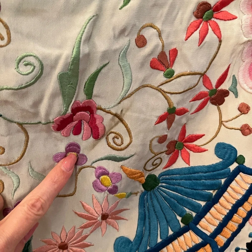 Vintage Japanese Silk Embroidered Manton Manila Piano Shawl